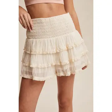 Frilly Smocked Tiered Shorts