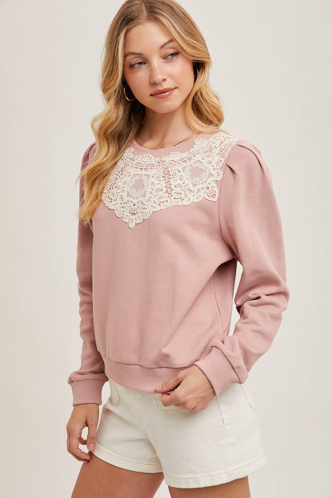 Crochet Trim French Terry Sweatshirt