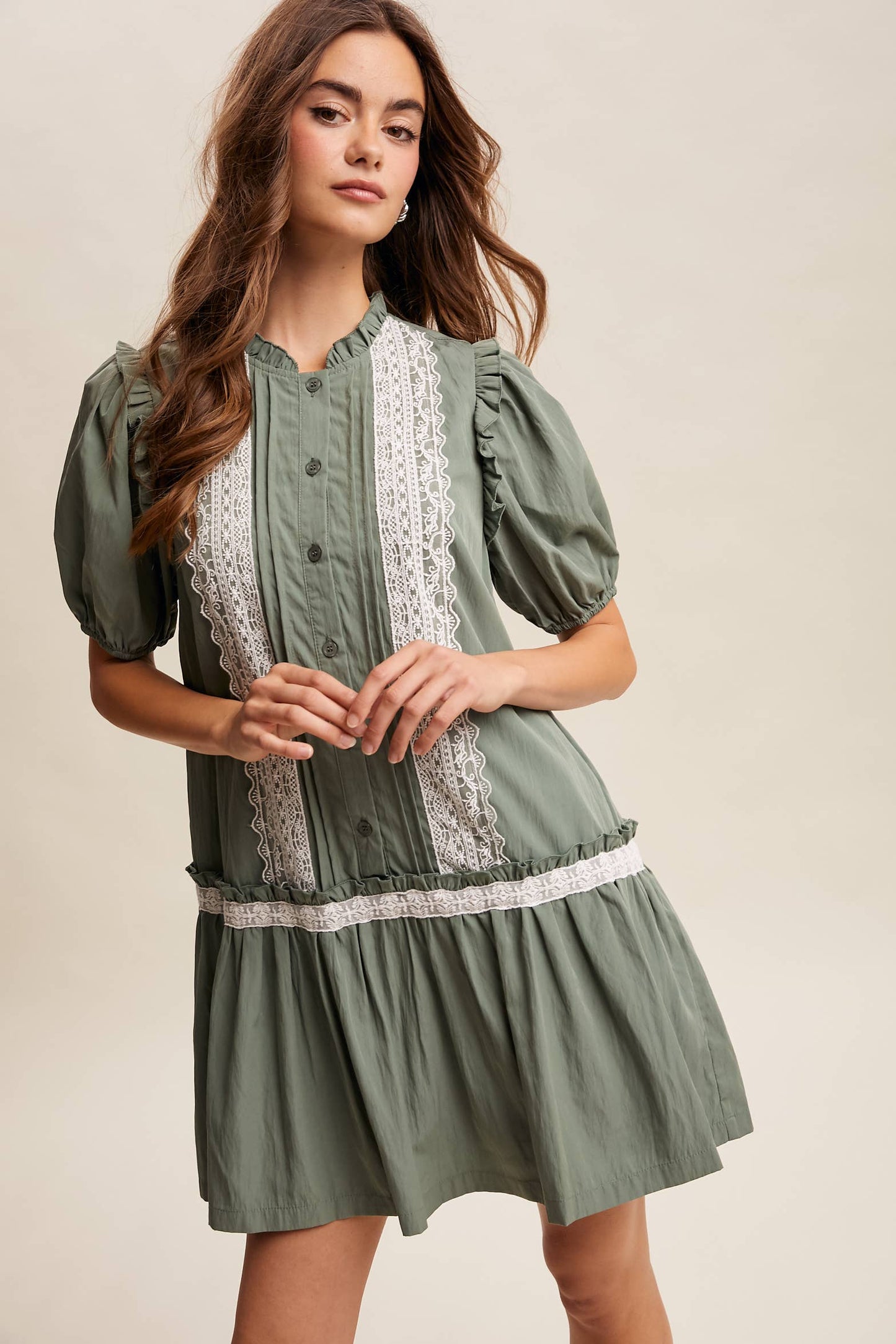 Lace Trimmed Babydoll Dress