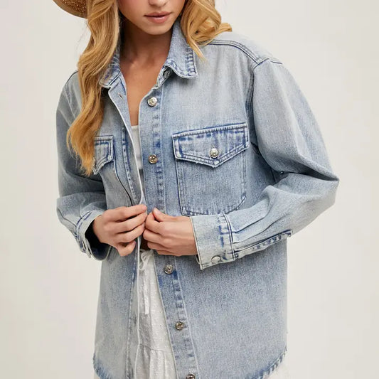 Washed Denim Shirt Jacket
