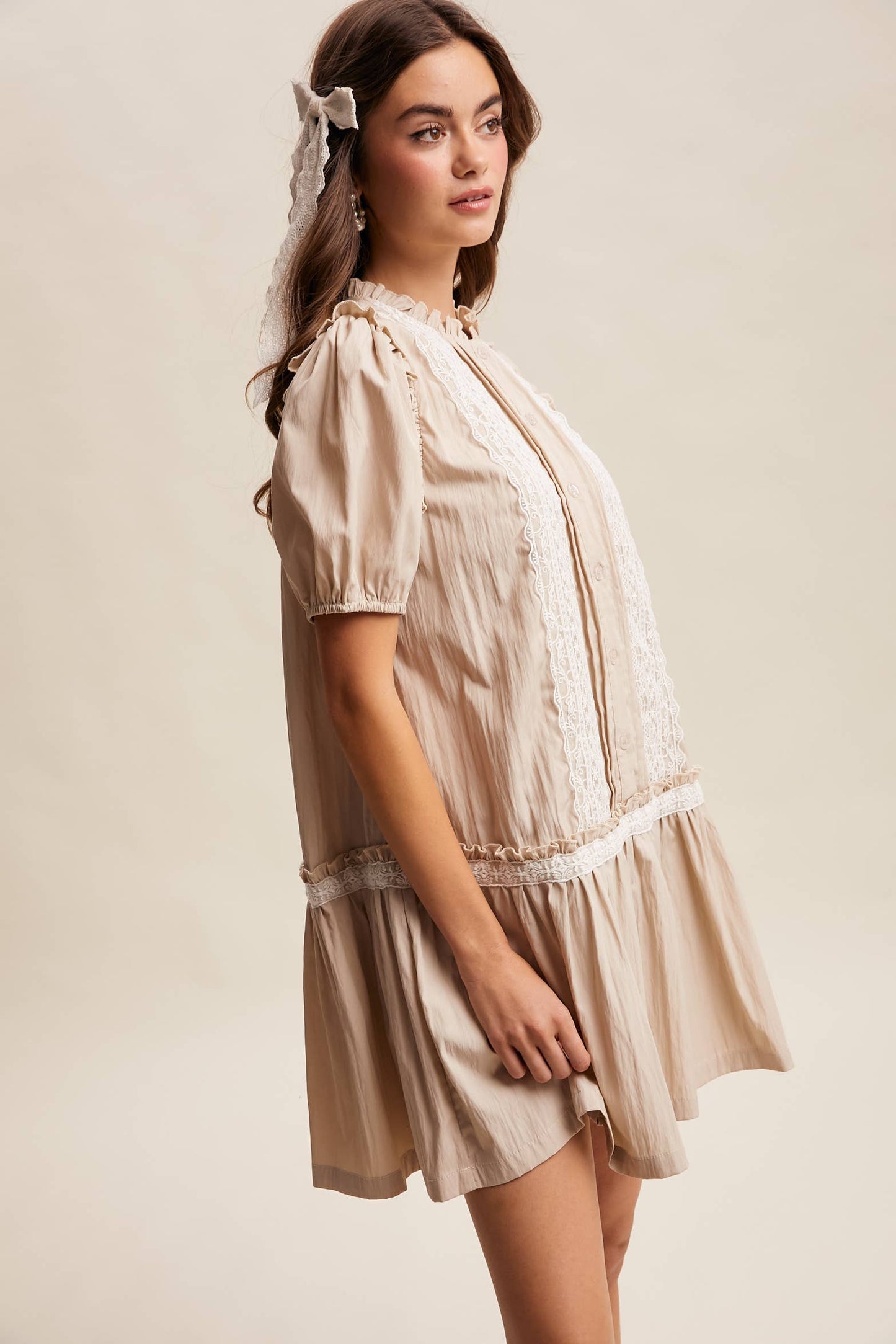 Lace Trimmed Babydoll Dress