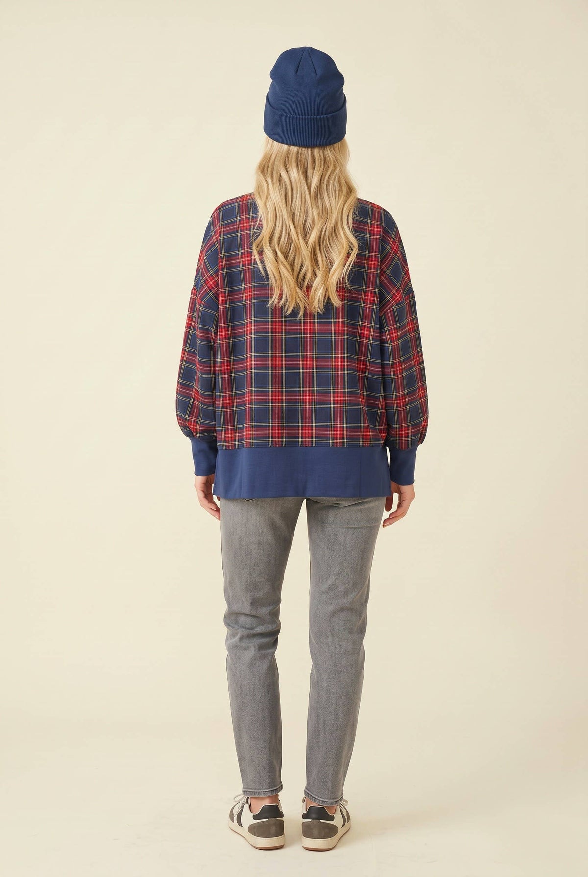 Merry Plaid Sherpa Applique Pullover Sweatshirt
