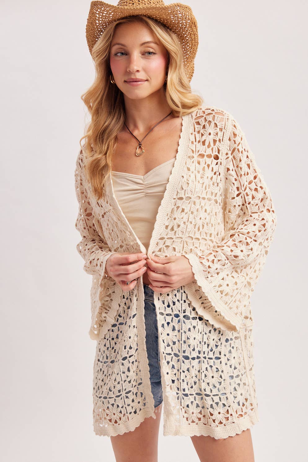 Boho Crochet Kimono Cardigan