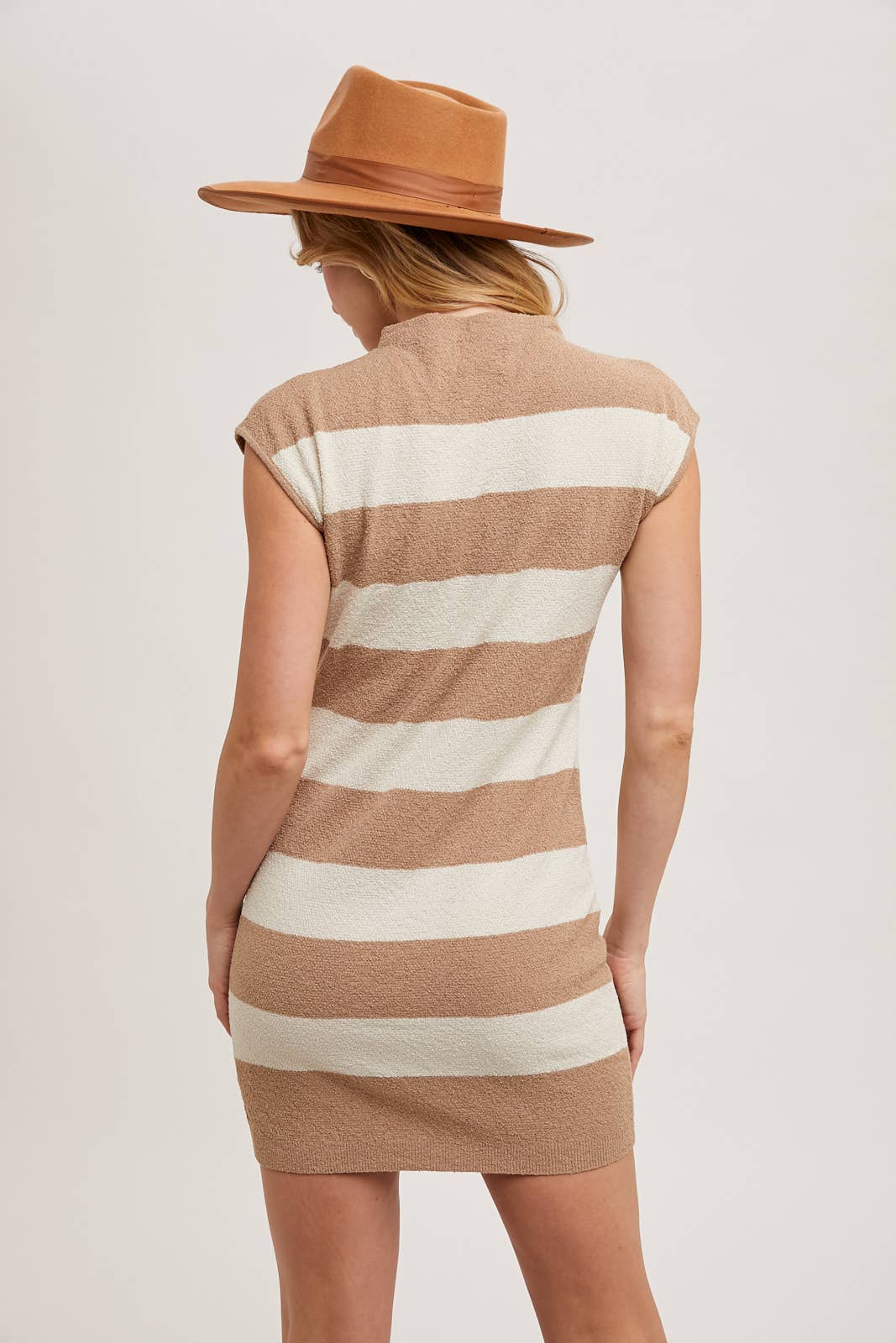 Striped Mock Neck Bodycon Dress