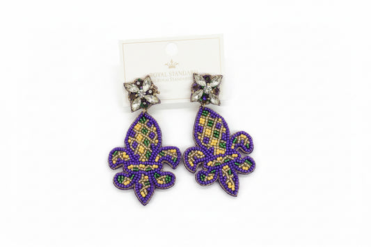 Fleur De Lis Beaded Earrings