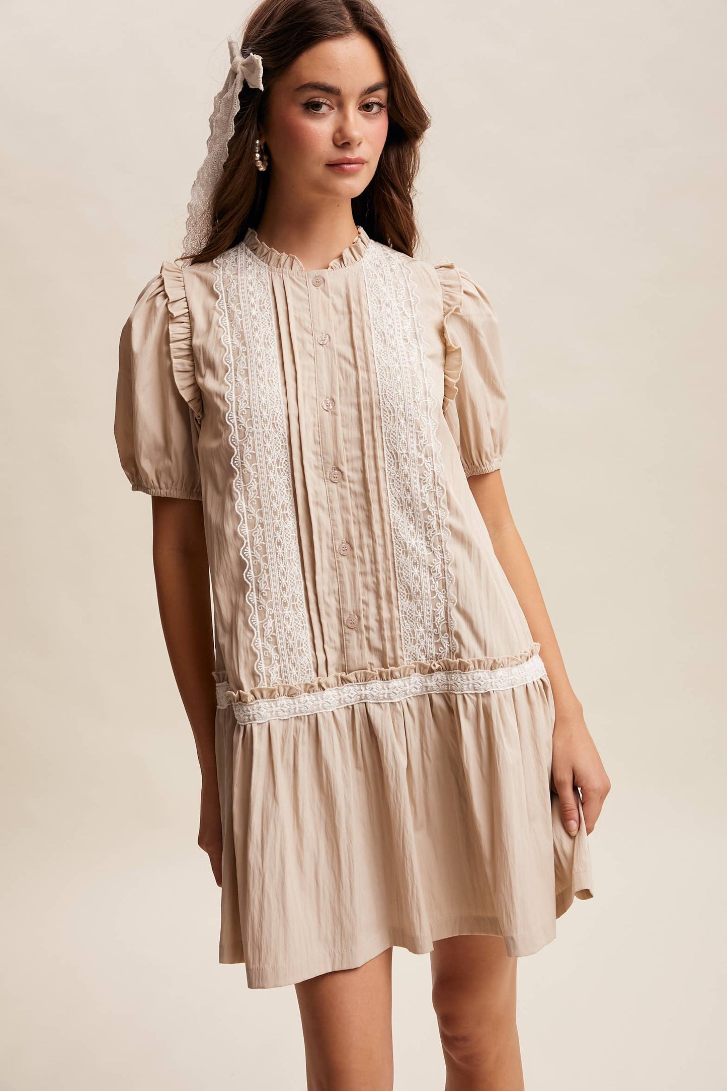 Lace Trimmed Babydoll Dress