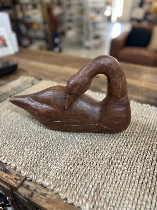 Carved Wood Swan Décor