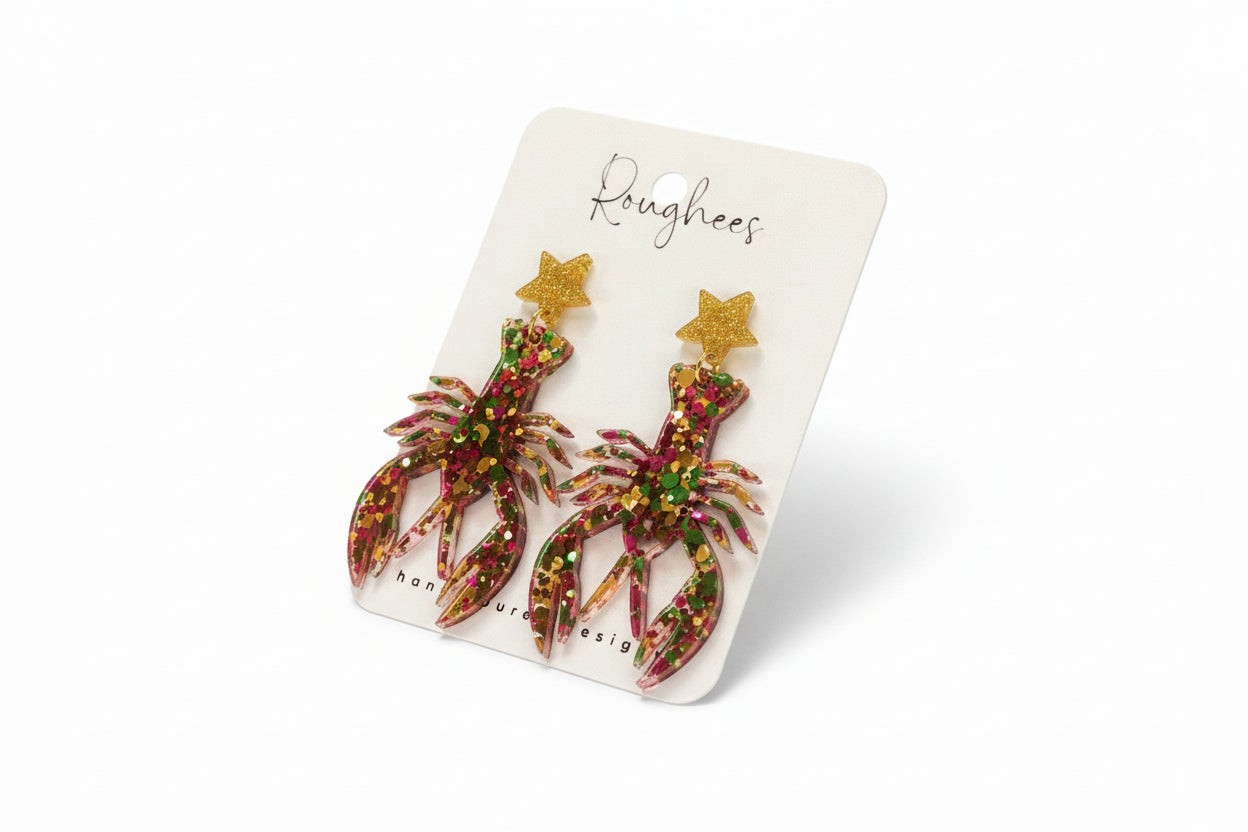 Mardi Gras Crawfish Earrings