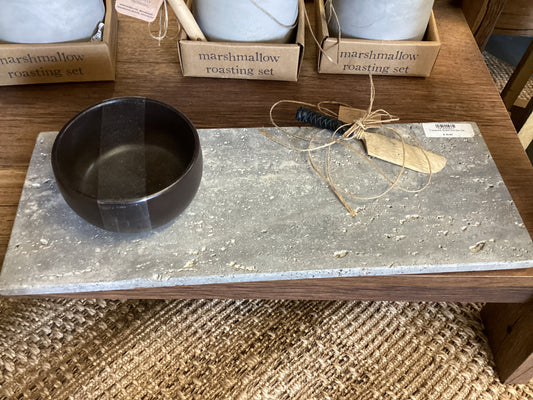 Travertine Board and Dip Set