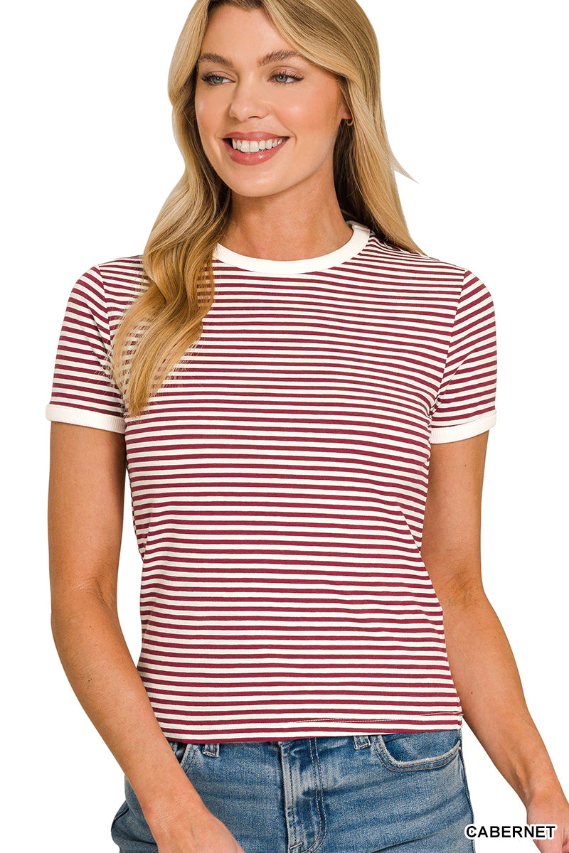 Striped Contrast Banded Tee
