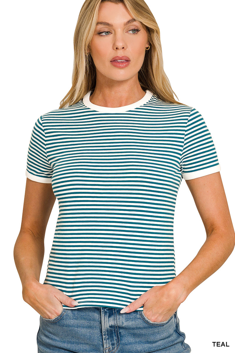 Striped Contrast Banded Tee