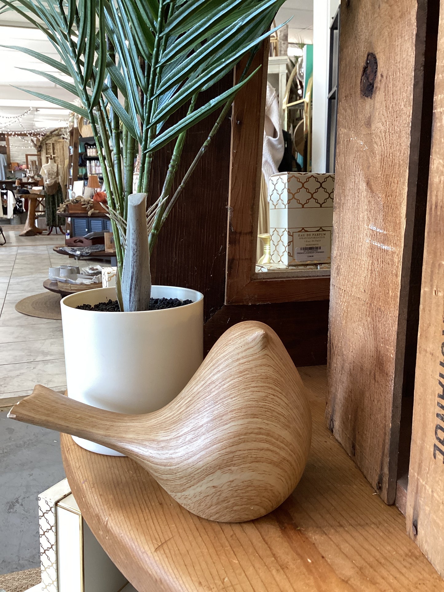 Wood Look Ceramic Bird Statue Small
