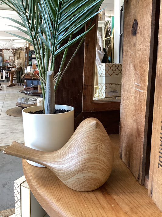 Wood Look Ceramic Bird Statue Small