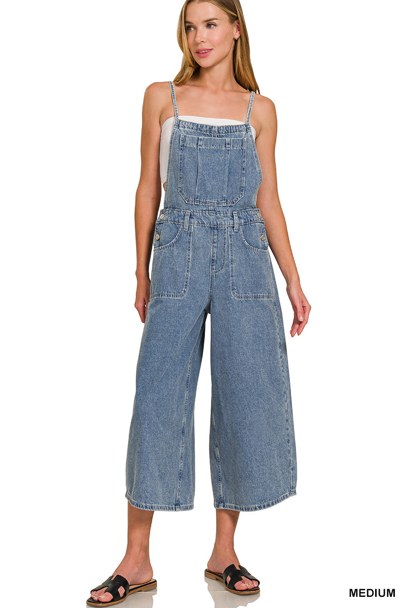 Denim Wide Leg Overalls