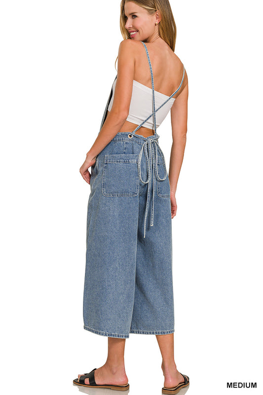 Denim Wide Leg Overalls