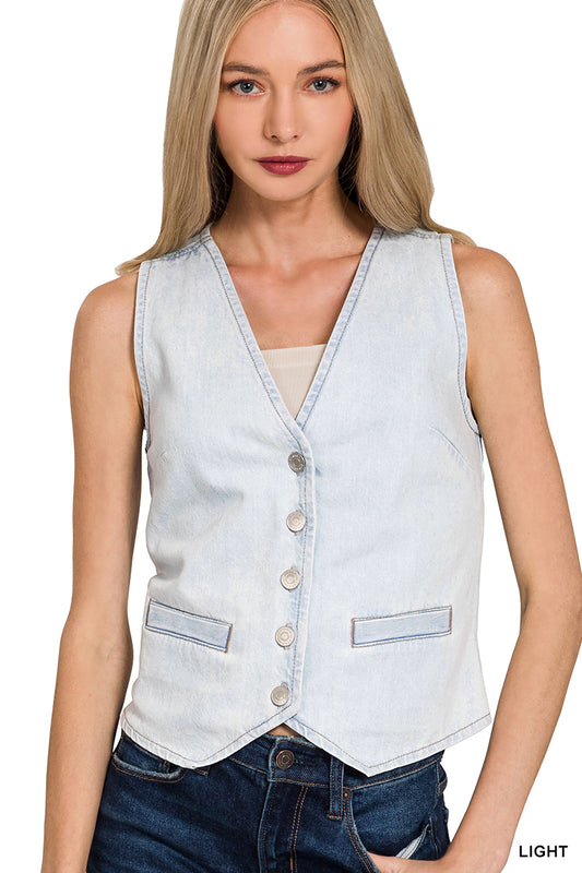 Button Denim Vest