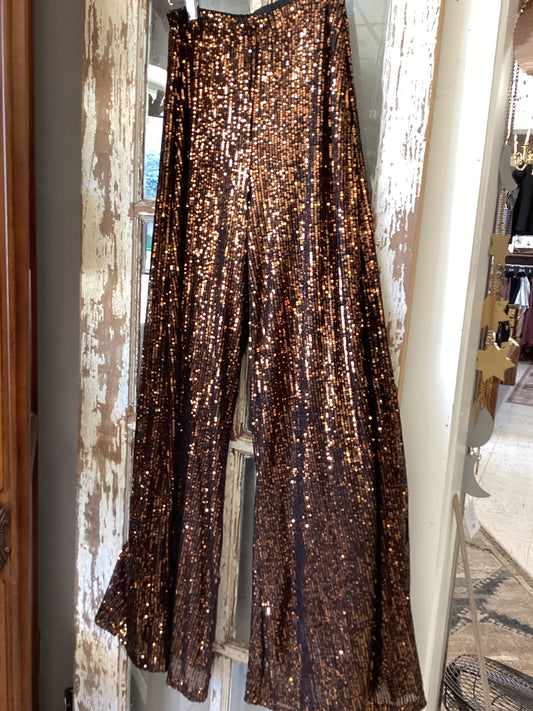 High Waist Sequin Flow Pants