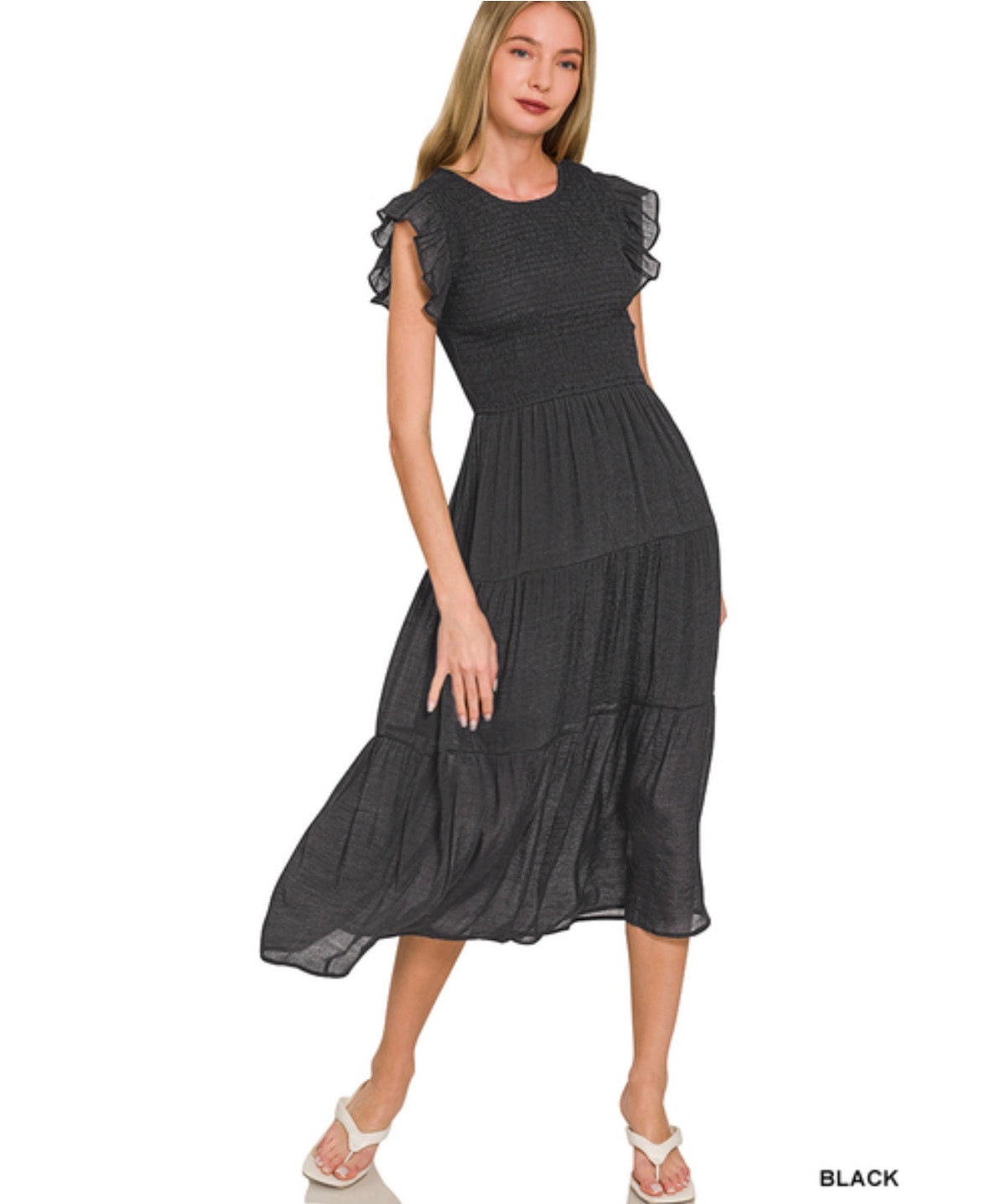 Graceful Gathered Midi Dress