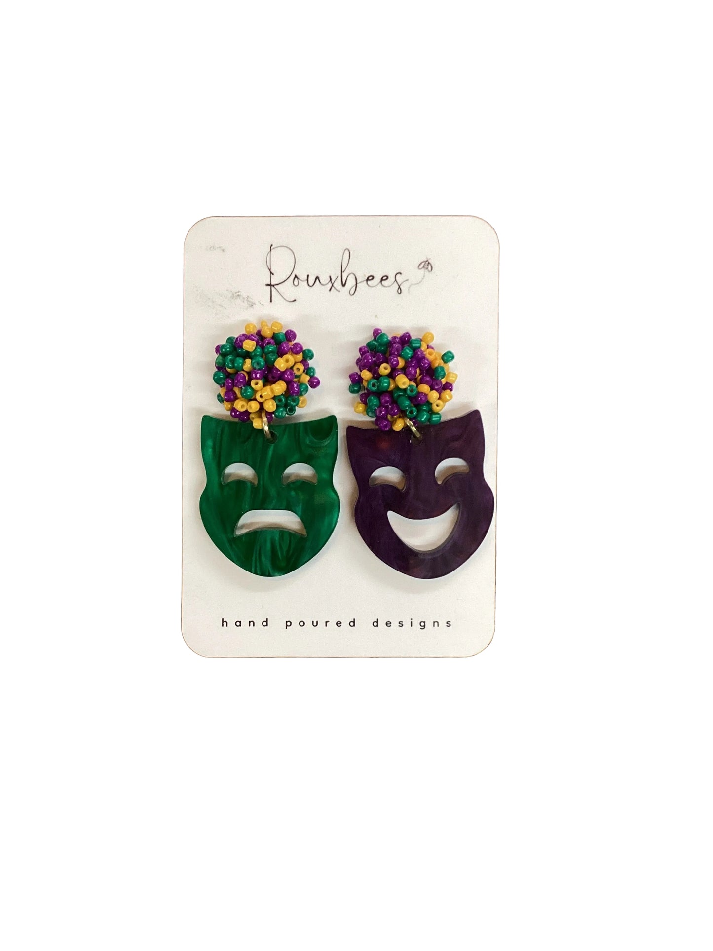 Mardi Gras Pom Mask Earrings