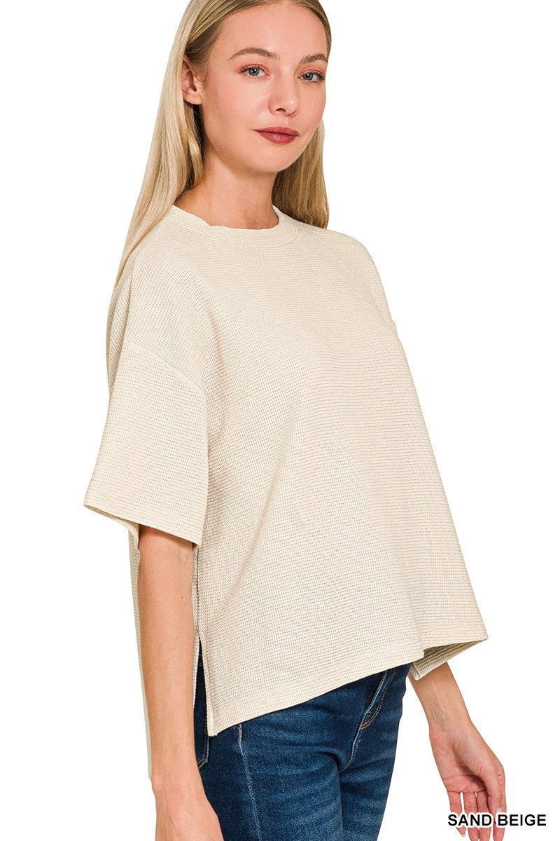 Waffle Knit Hi Low Top