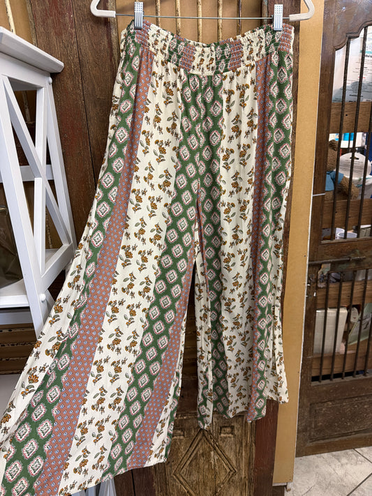 PLUS Mixed Border Wide Leg Pants