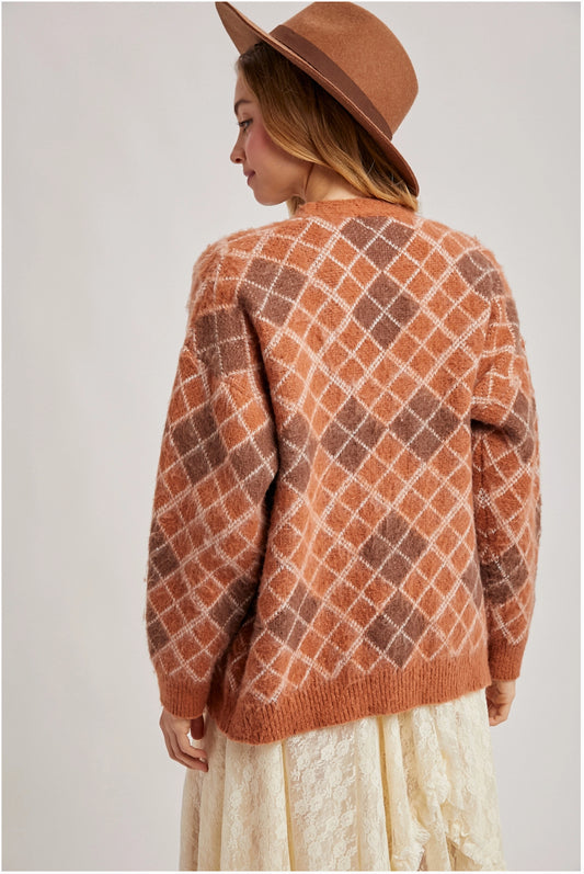 Argyle Button Cardigan