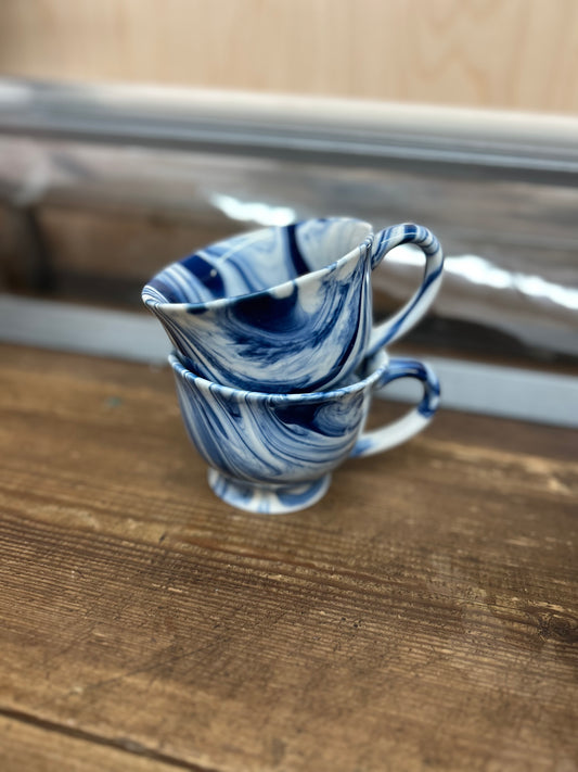 Blue & White Marbled Swirl Mug