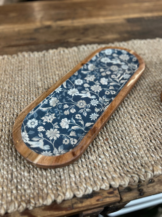 Indigo Meadow Wood Tray