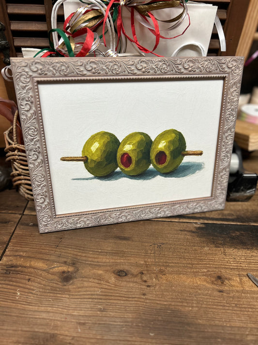 Framed Olive Skewer Art