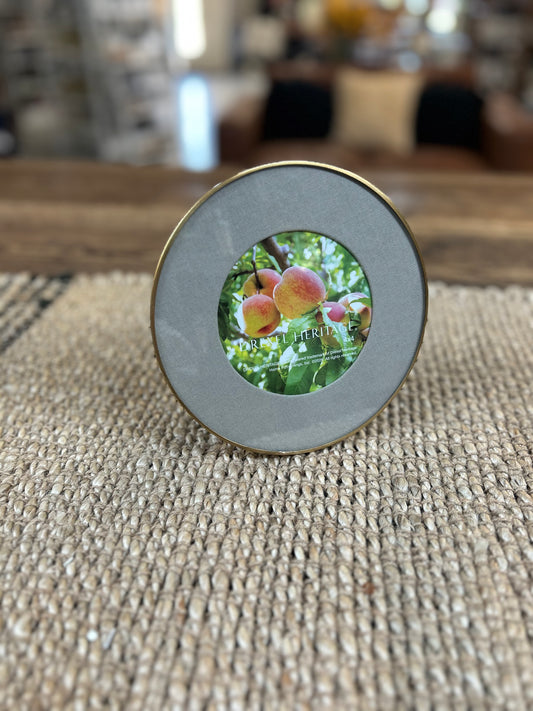 Round Brass & Linen 4x4 Photo Frame