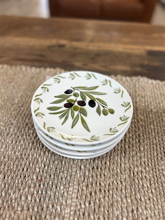 Olive Branch Stoneware Appetizer Plate