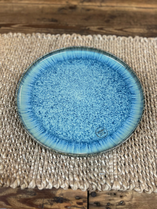 Reactive Blue Glaze Stoneware Dinner Plate
