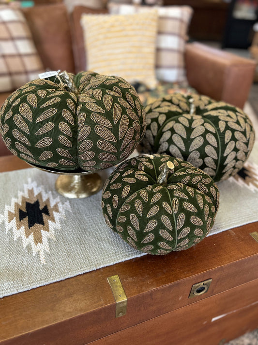 Evergreen Embellished Velvet Pumpkin
