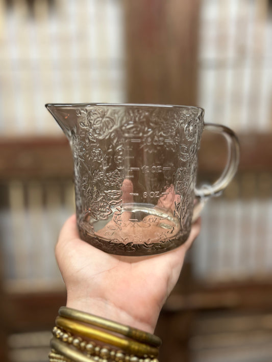 16oz Embossed Floral Glass Measuring Pitcher