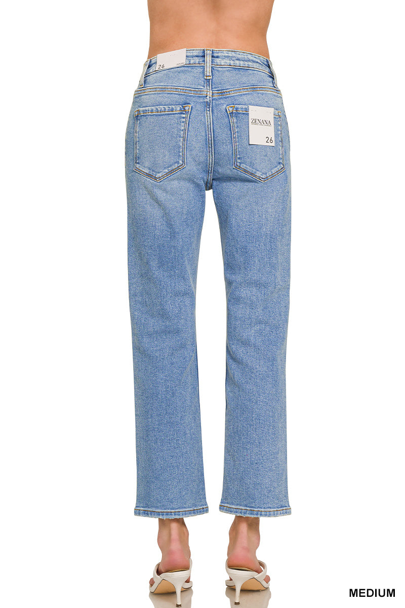 Cropped 5 Pocket Basic Slim Jeans