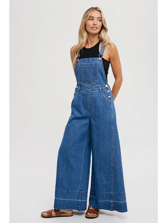 Wide Leg Denim Overalls