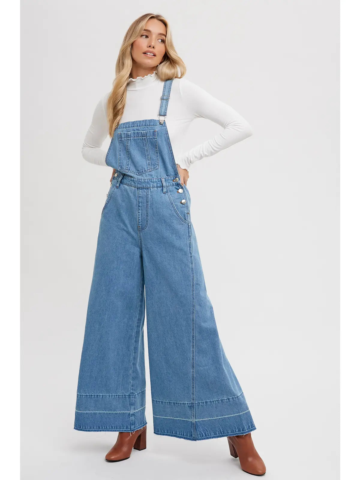 Wide Leg Denim Overalls