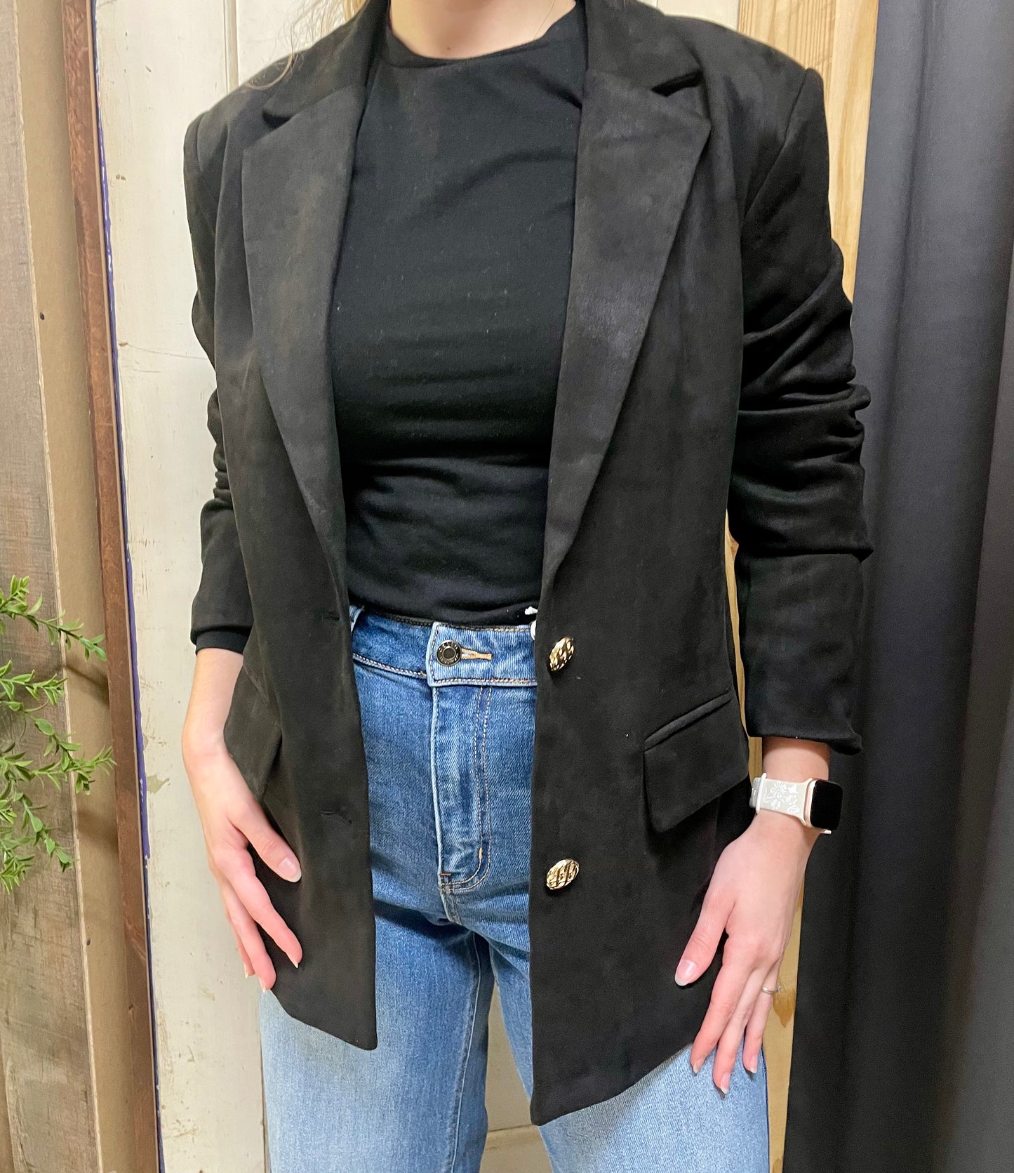 Two Button Suede Blazer