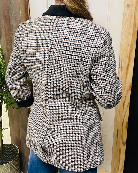 Suede Contrast Herringbone Blazer