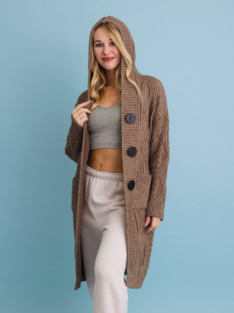 Hooded Knit Cardigan