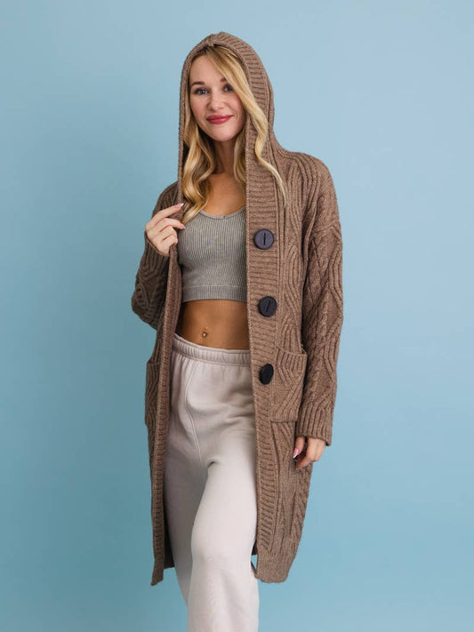 Hooded Knit Cardigan