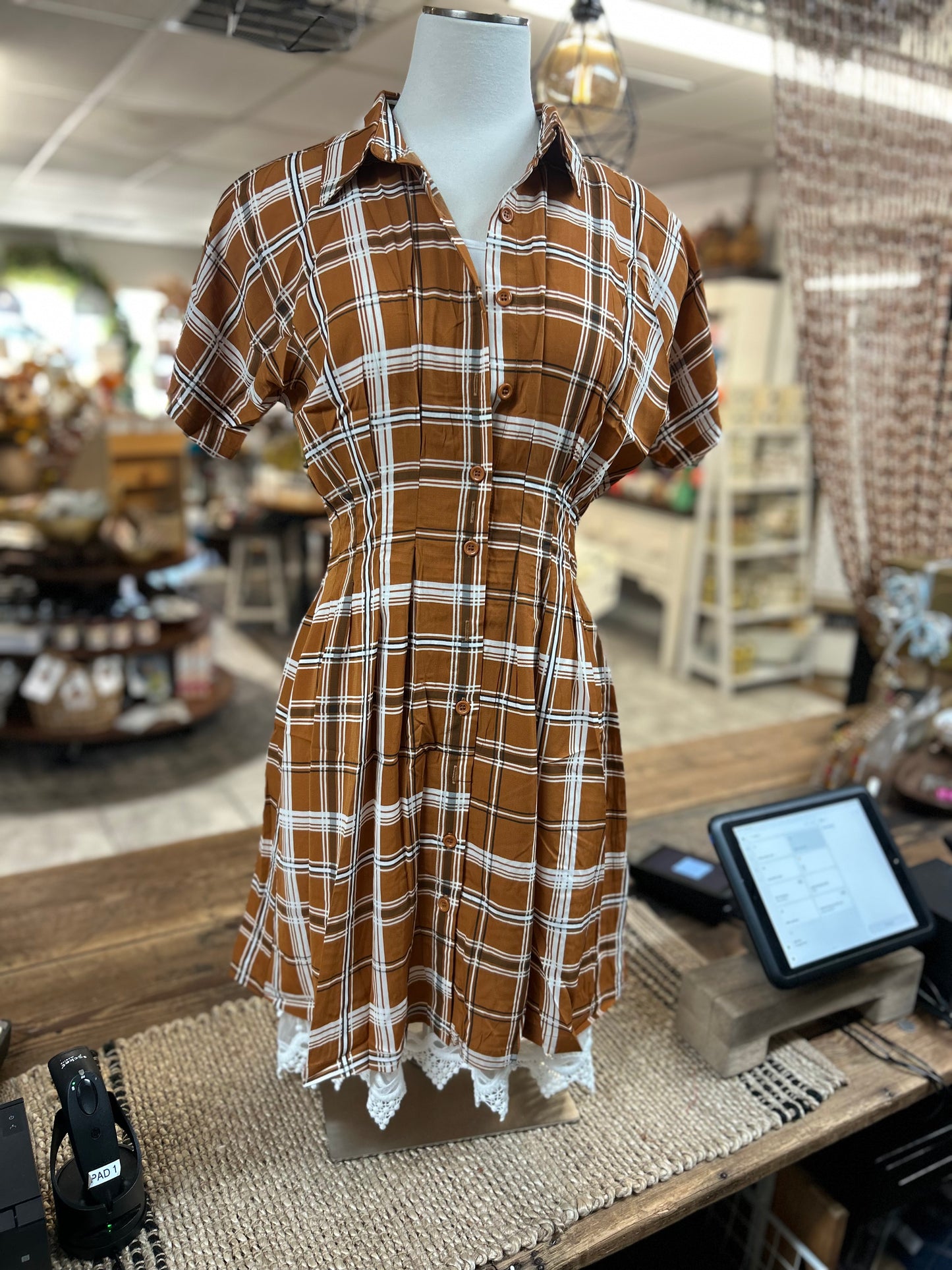 Caramel Plaid Dress
