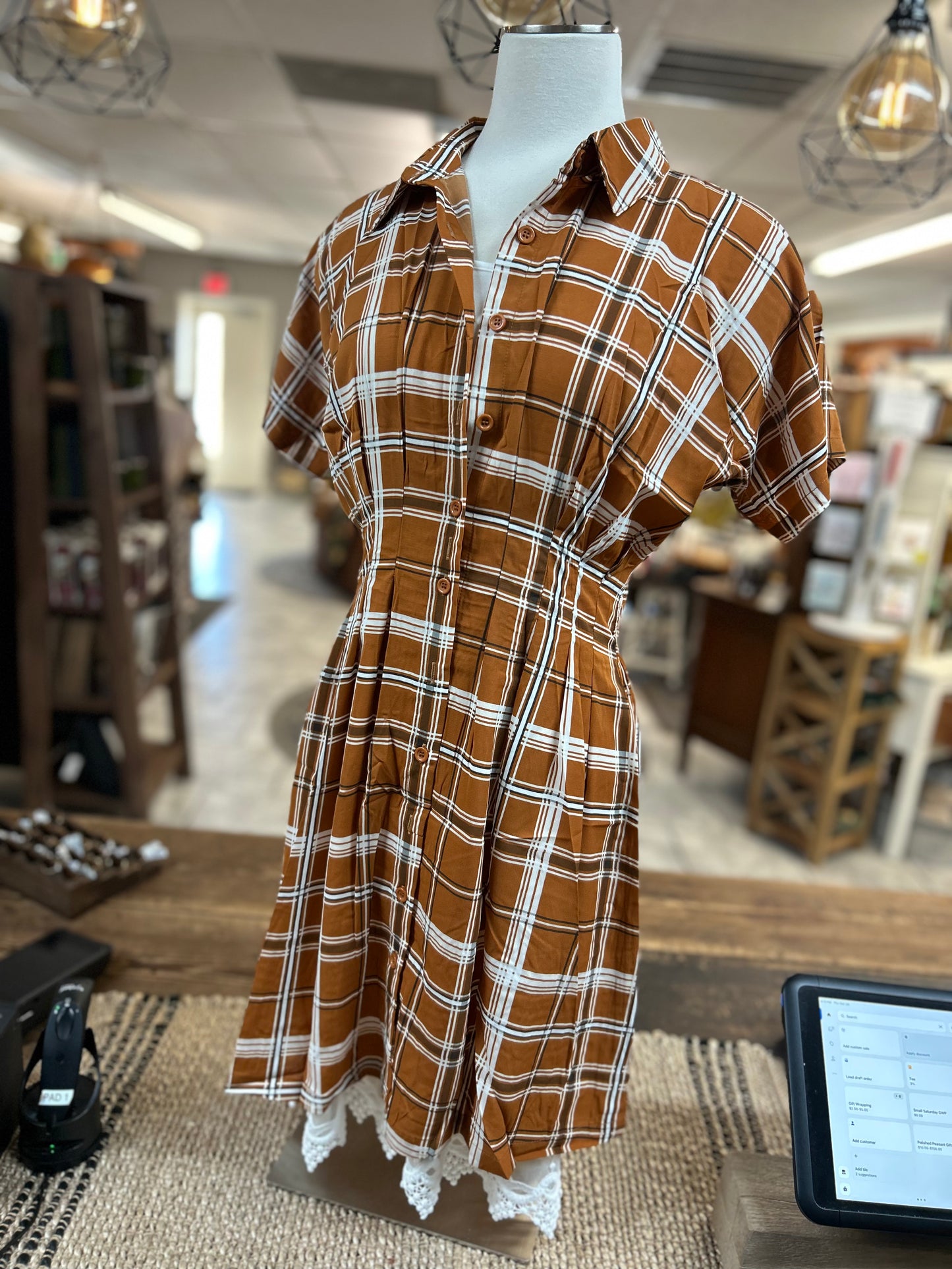Caramel Plaid Dress