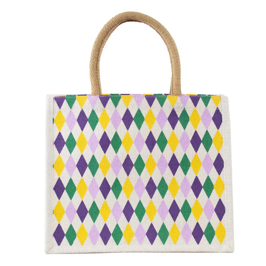 Mardi Gras Harlequin Gift Tote 12x10x8