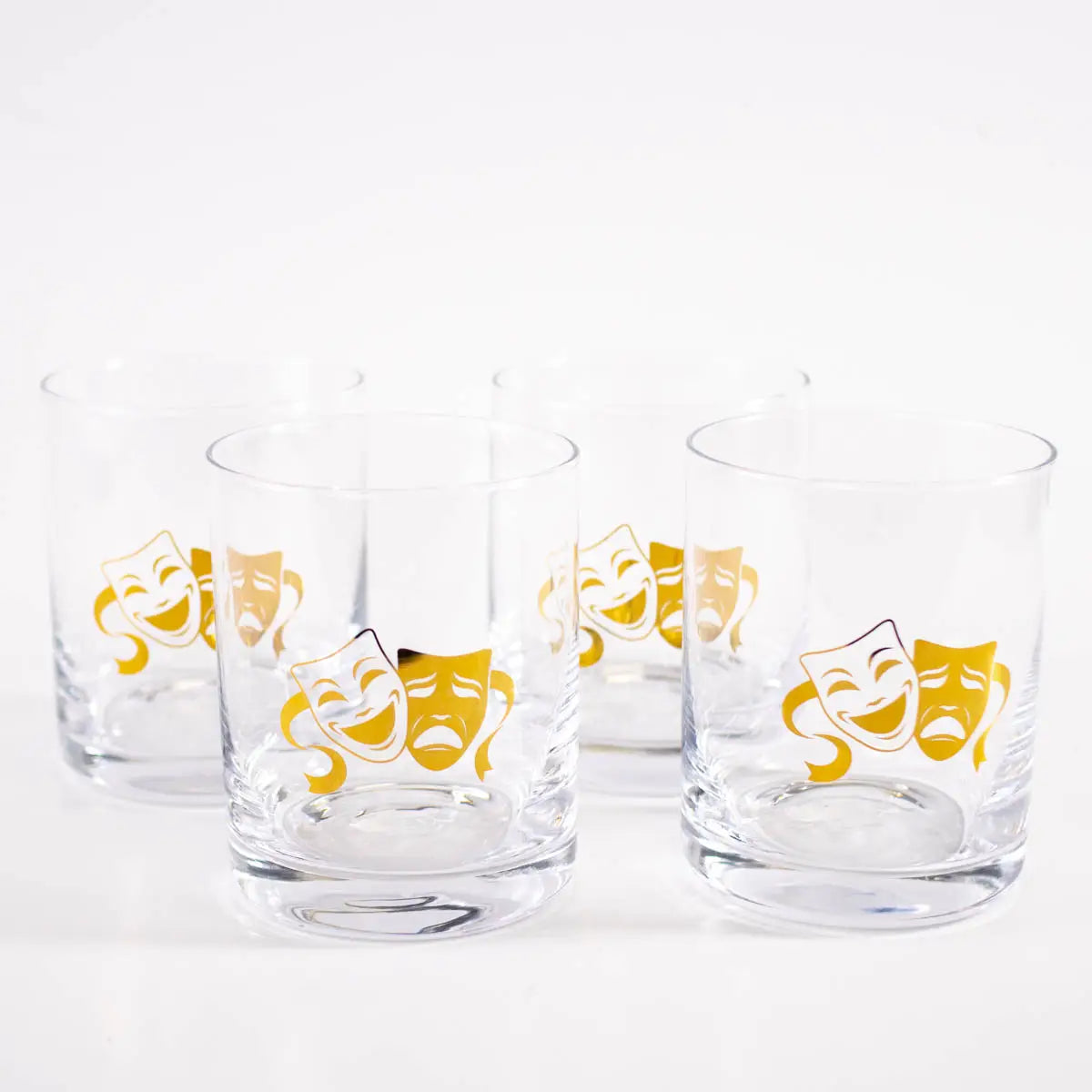 Mardi Gras Mask Rocks Glass Gift Set 13oz