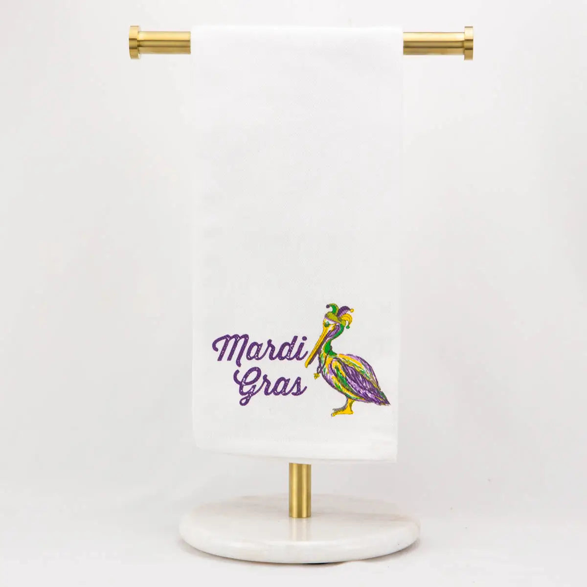Mardi Gras Pelican Hand Towel 20x28