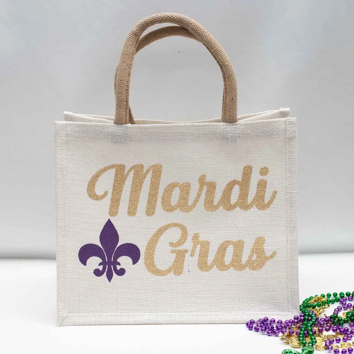 Mardi Gras Script Gift Tote 12x10x8