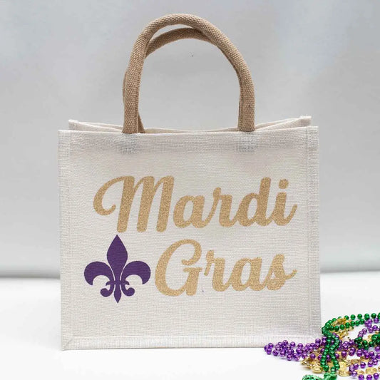 Mardi Gras Script Gift Tote 12x10x8