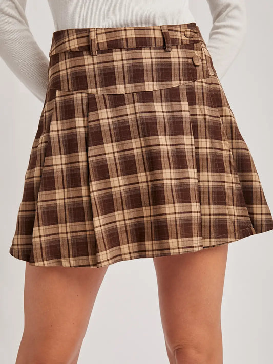 Pleated Plaid Skort