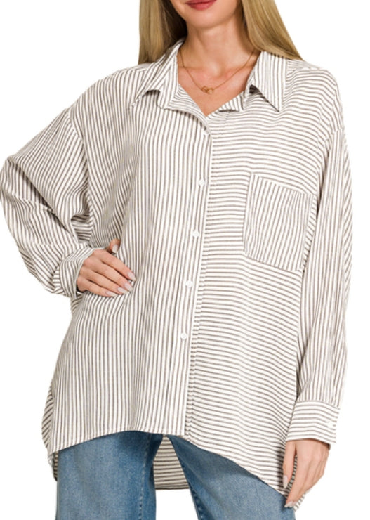 Flowy Stripe Button Up Top